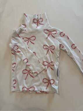 Nantucket Kids Bow Pattern Cotton Turtleneck, 3T